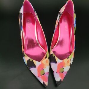 Nine West Floral Heels with Pink Interior